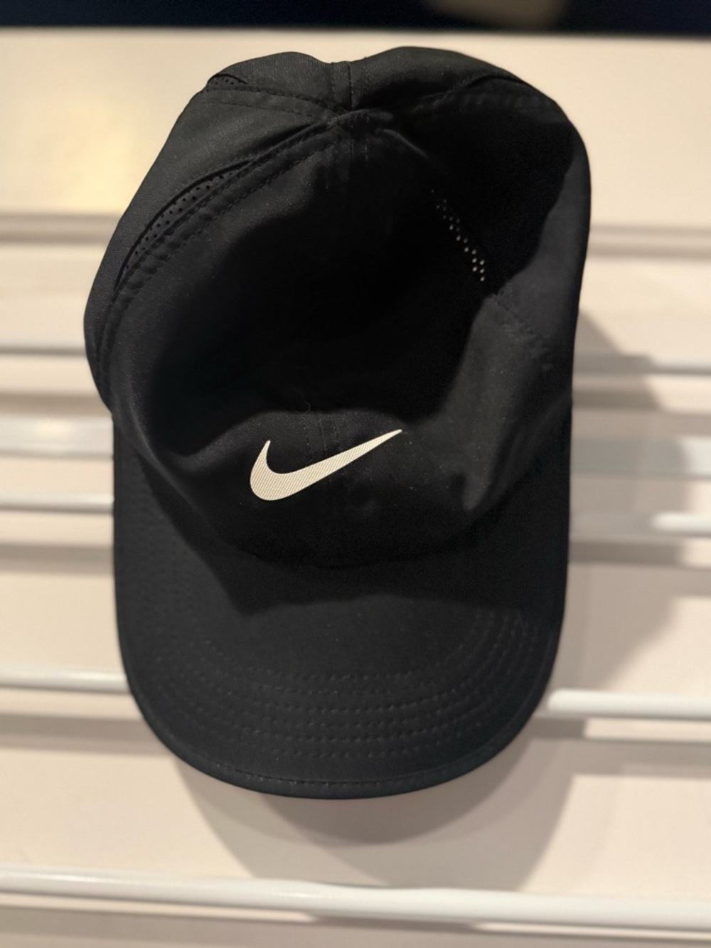 Nike Dri-FIT Adjustable Black Baseball Cap with White Logo